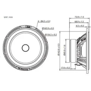 Blam Audio SR165X, medidas altavoces 6,5" vías separadas