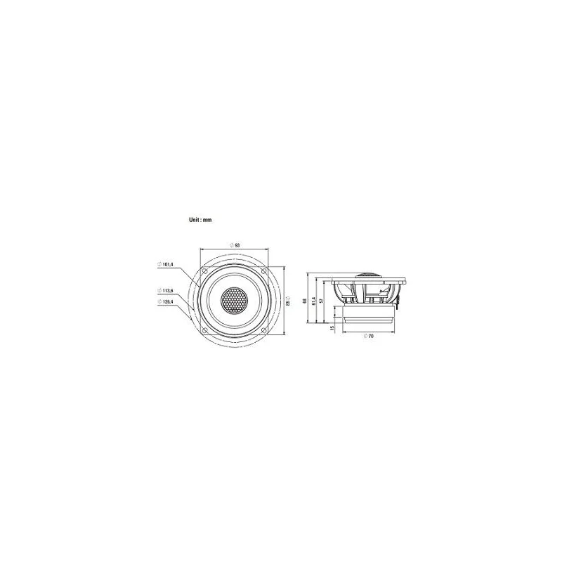 Blam Audio BM100FC, medidas altavoces, 4", coaxiales