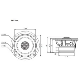 Blam Audio BM100FC, medidas altavoces, 4", coaxiales