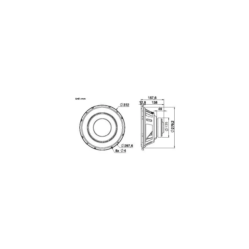 Blam Audio R12, medidas subwoofer 300mm
