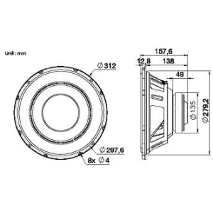 Blam Audio R12, medidas subwoofer 300mm
