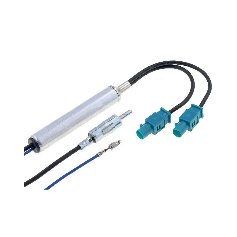 Adaptador antena DIN macho 2 Fakras macho paralelo, Audi, Seat, Skoda, VW