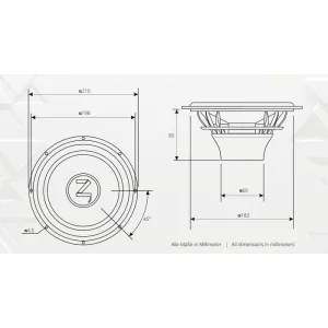 Gladen Audio ZETA 200, Woofers 8", medidas