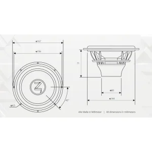Gladen Audio ZETA 165, medidas