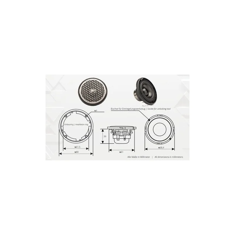 Woofers Gladen Audio ZM 70, medidas