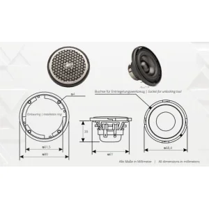 Woofers Gladen Audio ZM 70, medidas