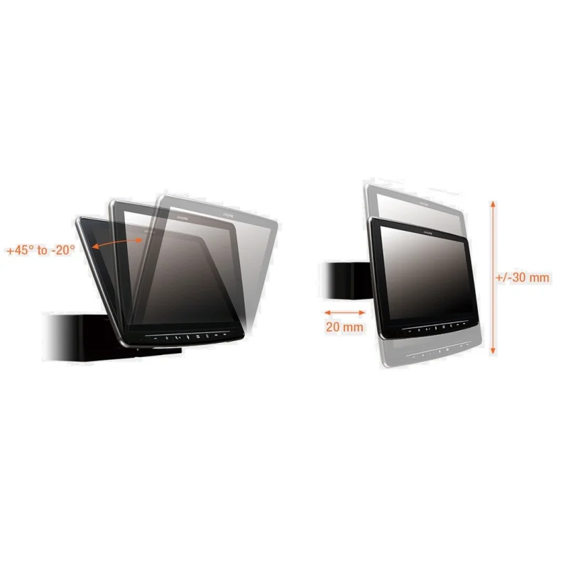 Alpine INEF904TRA Ángulo de visión y altura ajustables.
