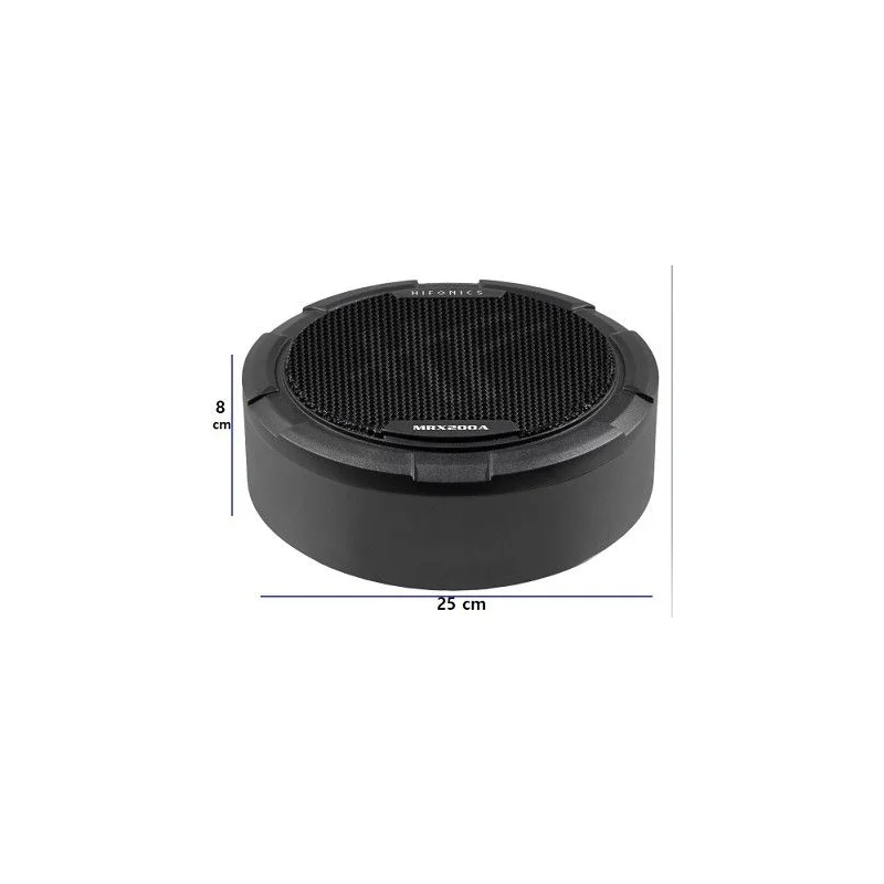 Subwoofer Hifonics MRX200A de 20cm amplificado, medidas