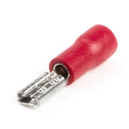 Terminal faston hembra rojo de 3,8mm para cable de 0,5 1,5mm², corriente máxima 10A