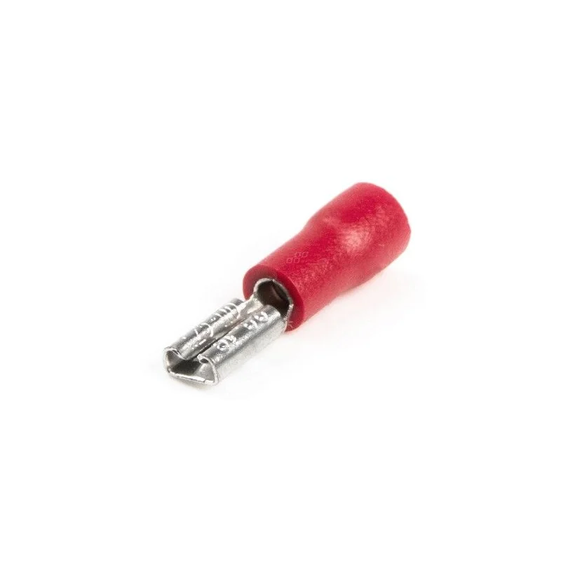 Terminal faston hembra rojo de 3,8mm para cable de 0,5 1,5mm², corriente máxima 10A