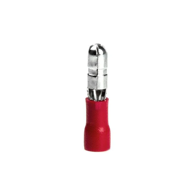 Terminal redondo rojo macho de 4mm para cable de 0,5 1,5mm², 10A