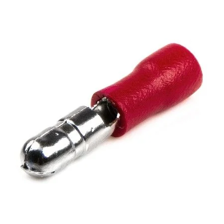 Terminal redondo macho rojo de 4mm para cable de 0,5 1,5mm², corriente máxima 10A