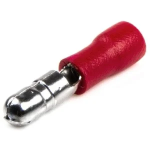 Terminal redondo macho rojo de 4mm para cable de 0,5 1,5mm², corriente máxima 10A