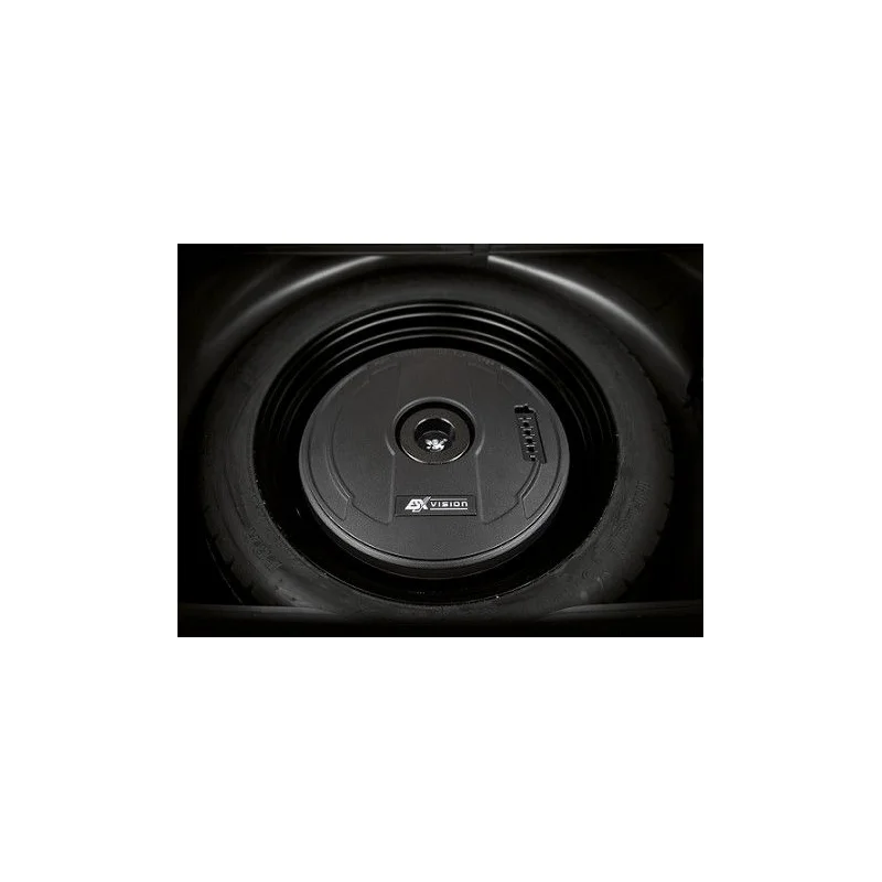 ESX Audio V1100AV2, subwoofer auto amplificado, 28cm, para hueco de rueda de repuesto de llanta 15"