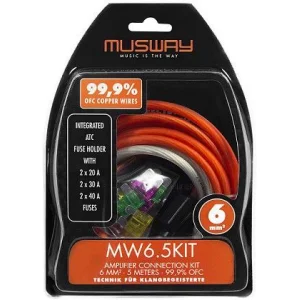 Musway MW6.5, Kit cableado instalación amplificador, 6mm² x 5 metros