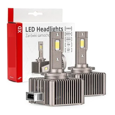 Juego bombillas LED serie XD, potencia 70W, temperatura de color 6500K, para luz de cruce
