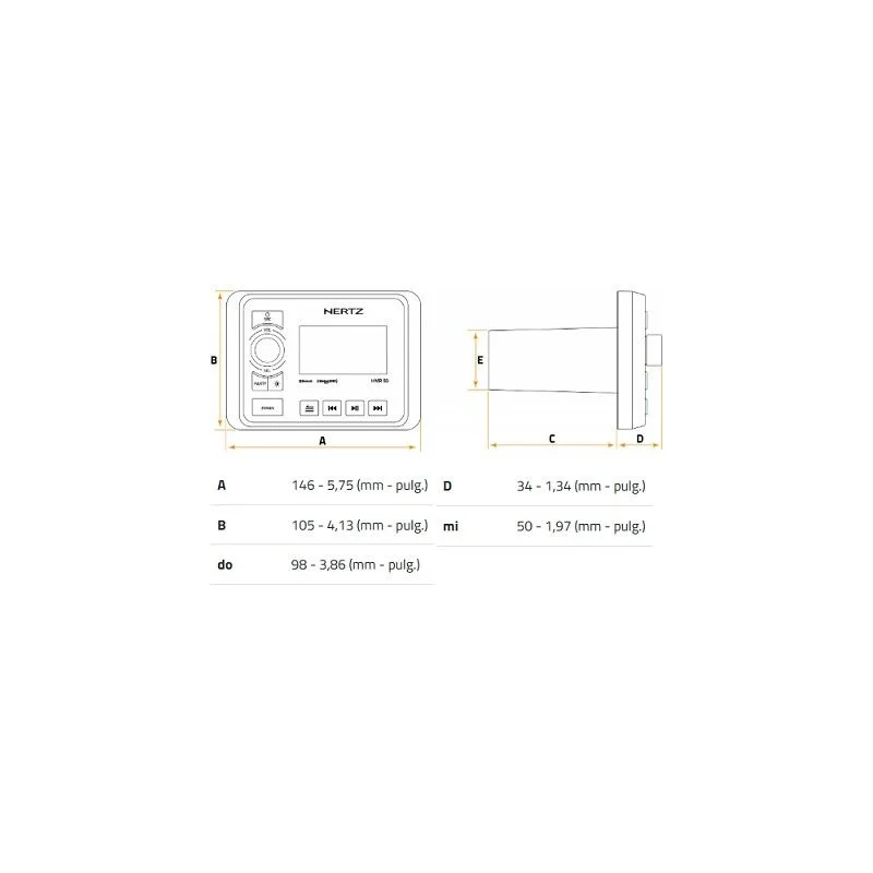 Hertz HMR50, medidas radio marino
