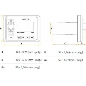Hertz HMR50, medidas radio marino