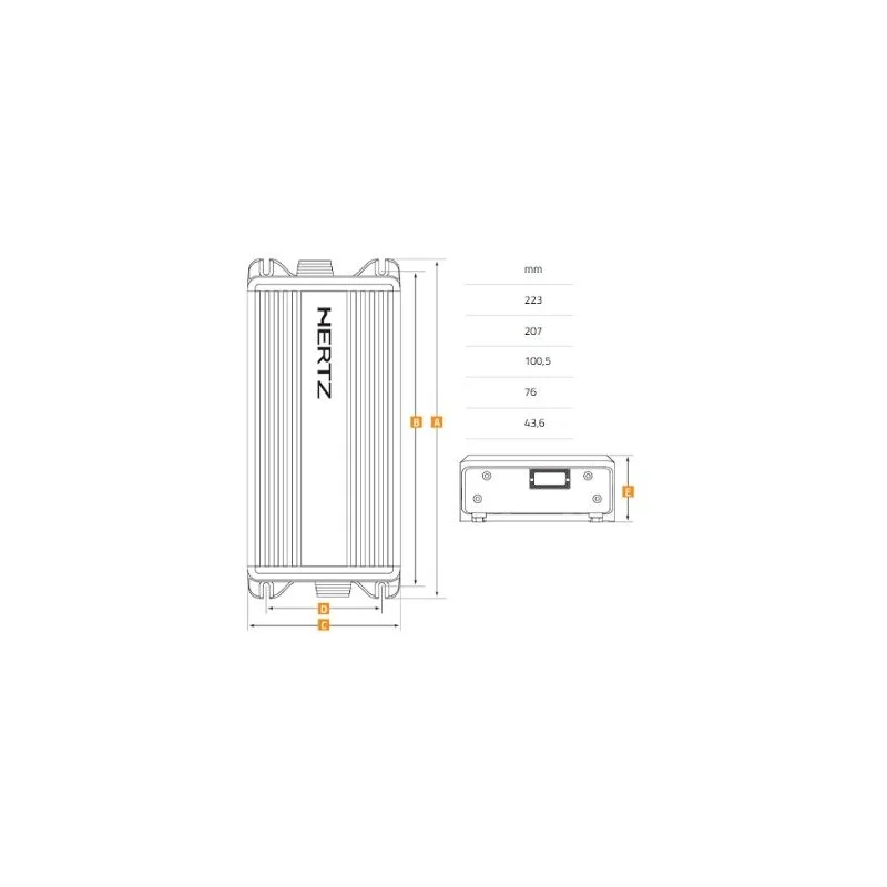 Hertz HMP4D, medidas amplificador marino