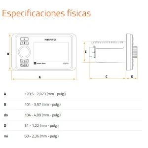 Radio marino Hertz CAPRI H100, medidas