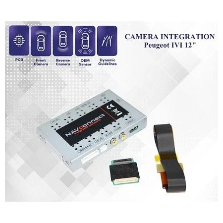 Interface cámara delantera/trasera, Citroen, Peugeot, Toyota, Fiat y Opel (2024 presente) para sistema navegación IVI 12".