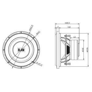 Blam Audio L25db, medidas subwoofer de 250mm