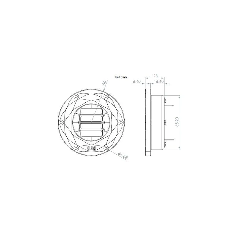 Blam Audio AMT1, medidas de tweeter de 65mm