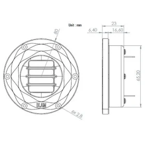 Blam Audio AMT1, medidas de tweeter de 65mm