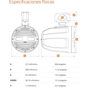 Altavoces marinos Hertz HTX 8M CL TW/TC, medidas.