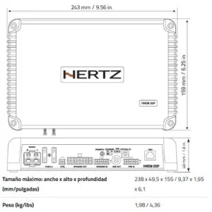 Hertz HMD8 DSP, medidas procesador de señal digital