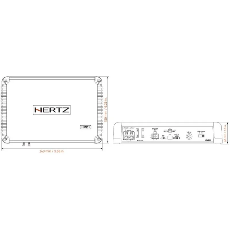 Hertz HMD1, medidas de amplificador marino