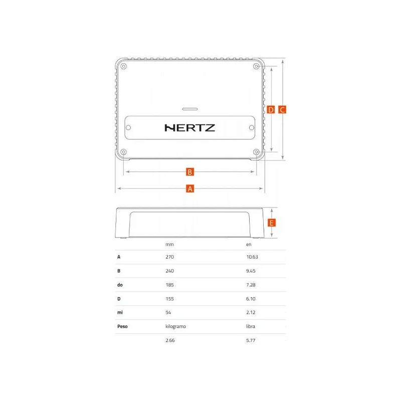 Hertz VENEZIA V4, medidas de amplificador marino
