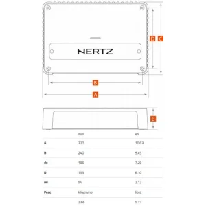 Hertz VENEZIA V4, medidas de amplificador marino