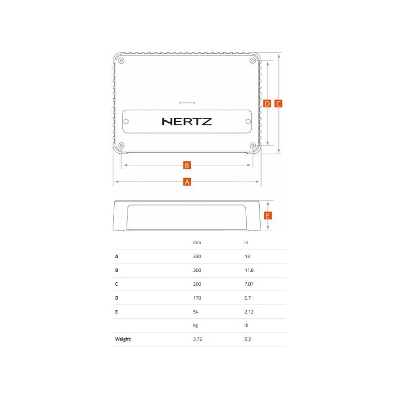 Hertz VENEZIA V5, medidas de amplificador marino