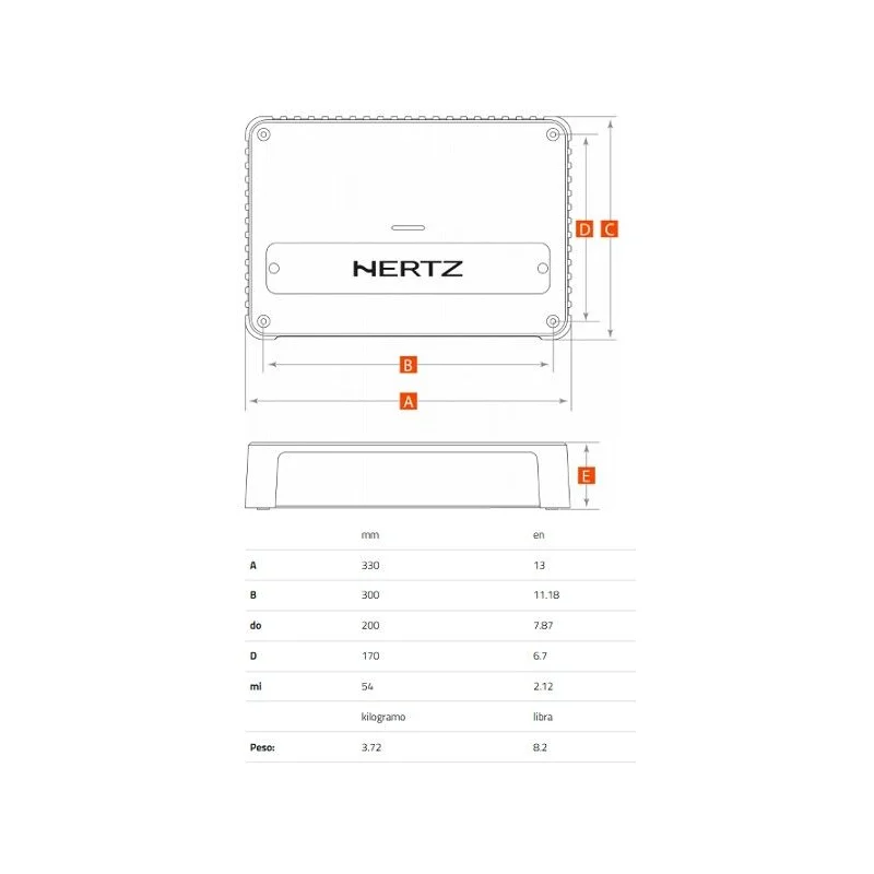 Hertz VENEZIA V6, medidas de amplificador marino
