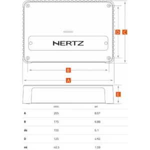 Hertz VENEZIA V4C, medidas de amplificador marino