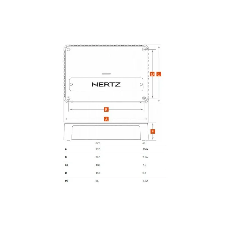 Hertz VENEZIA V5C, medidas de amplificador marino.