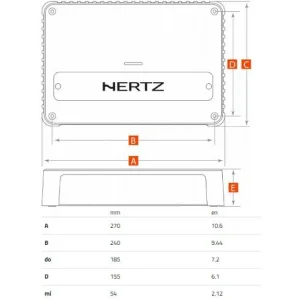 Hertz VENEZIA V5C, medidas de amplificador marino.
