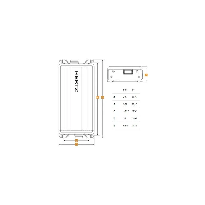 Hertz HMP1D, medidas de amplificador marino, mono canal