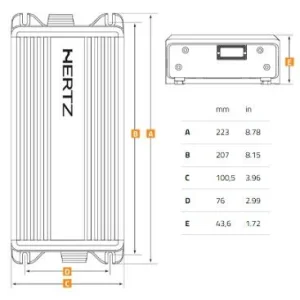 Hertz HMP1D, medidas de amplificador marino, mono canal
