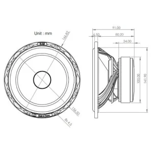 Blam Audio S165.100MG, medidas altavoces 165mm