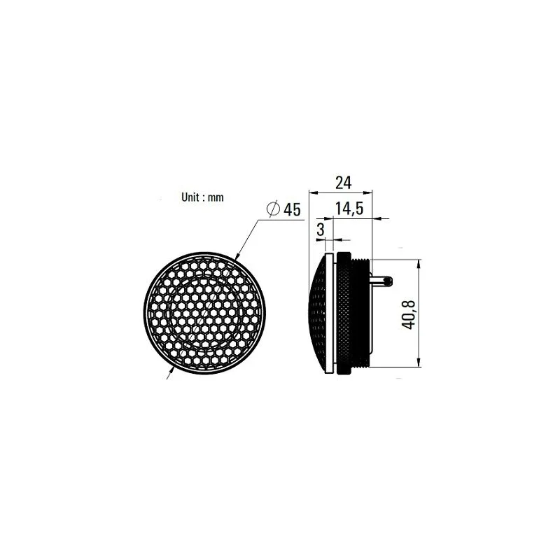 Blam Audio T25MG, medidas de tweeter de 1"