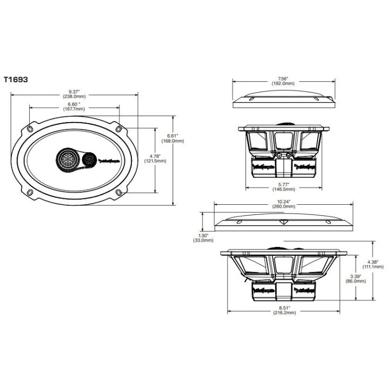 RockFord Fosgate T1693, Altavoces 6X9, 3 vías, potencia RMS 100W