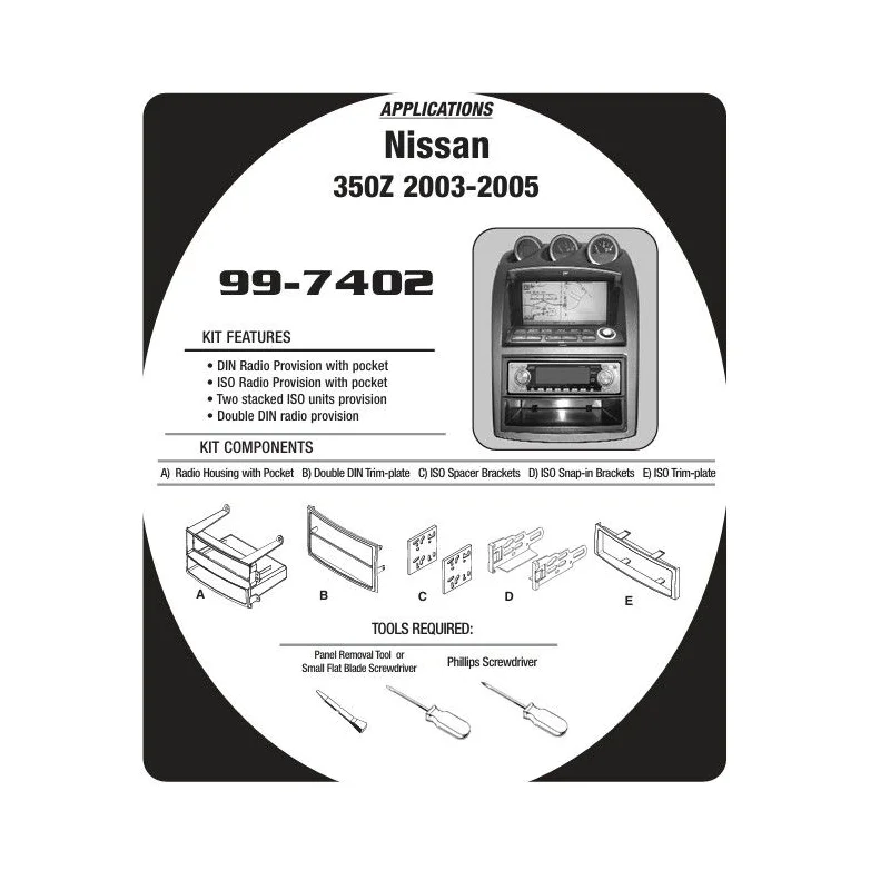 Marco radio para Nissan 350Z, año 2003 2005, 1DIN/2DIN