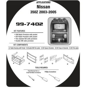 Marco radio para Nissan 350Z, año 2003 2005, 1DIN/2DIN