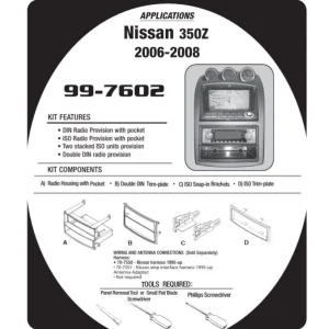 Marco radio Nissan 350Z, año 2006 2009, 1DIN/2DIN