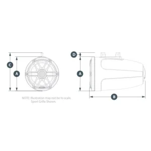 JL Audio M6 770ETXV3 SB S GMTI I, medidas de altavoces marinos cerrados con luz LED