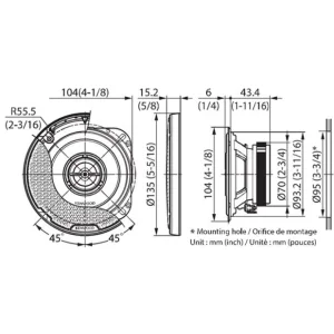 Kenwood KFC PS1097, medida de altavoces coaxiales