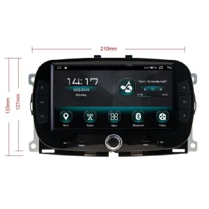 Radio navegador Fiat 500, año 2016 2019, medidas