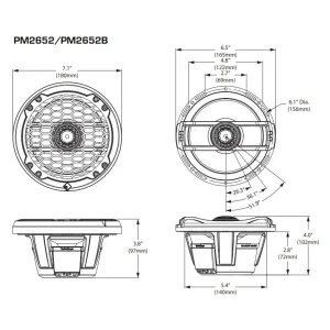 Altavoces marinos Punch Rockford Fosgate PM2652, meidas